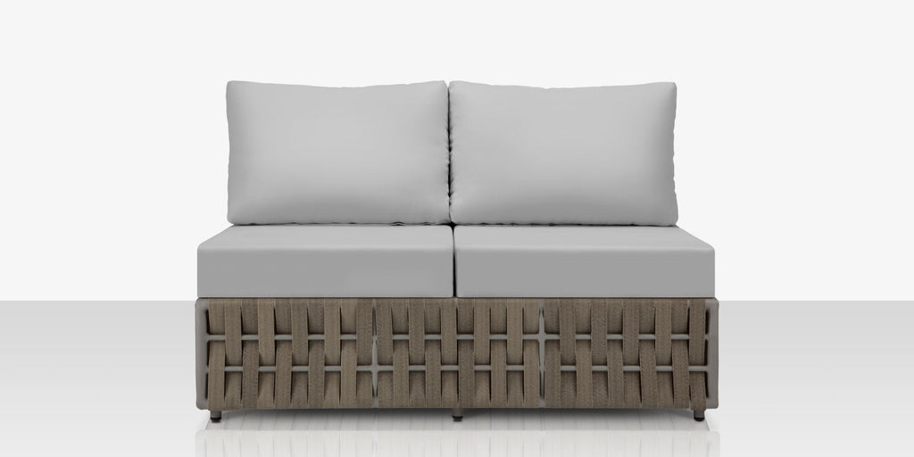 Scorpio Armless Loveseat, Gray with Standard Gray Cushion