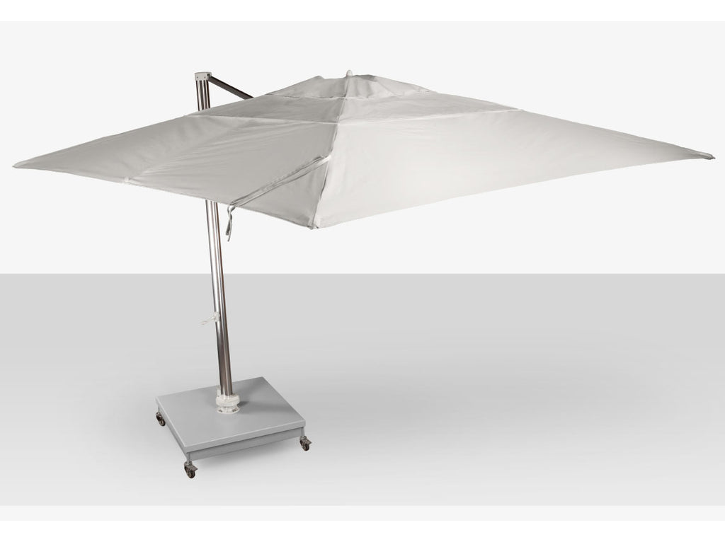 The Grand 13' Cantilever Umbrella (Square)- Mirror Anodized Frame, Lowes Grey Base