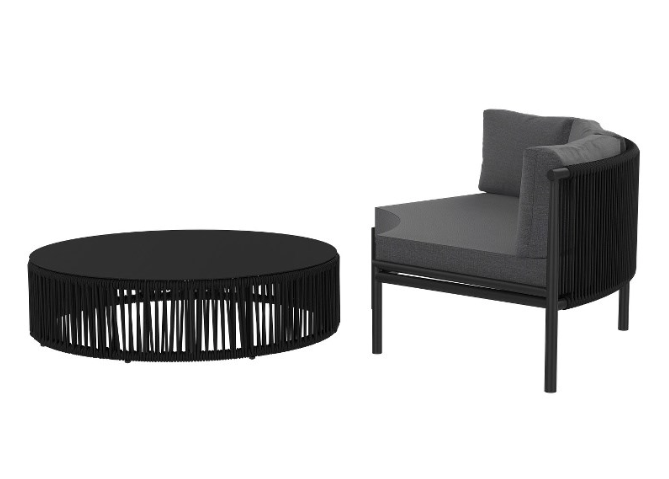 2 Piece Skye Patio Set. Black with Cast Slate color cushions.