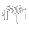 Sunset 20" x 20" Aluminum Low Table